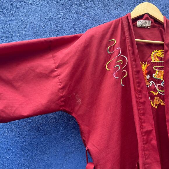 vintage health embroidered dragon poly-cotton robe - Picture 9 of 11